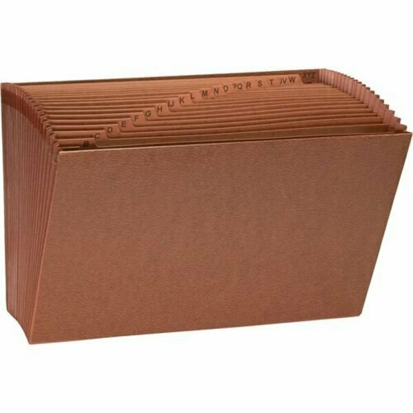 Business Source Accordion File, No Flap, 21 Pockets, A-Z, Legal, 15inx10in, Brown BSN26537